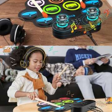 BESFAN Portable 9 Pads Electronic Drum Set for Kids