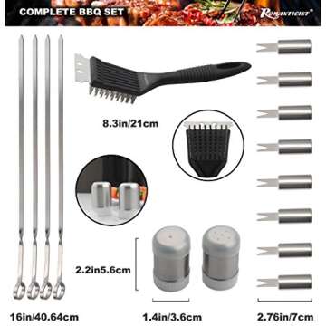 ROMANTICIST 20pc Heavy Duty BBQ Grill Tool Set in Case - The Very Best Grill Gift for Father's Day and Christmas - Professional BBQ Accessories Set for Outdoor Cooking Camping Grilling Smoking