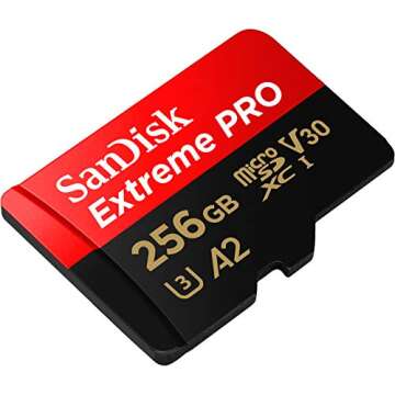 SanDisk 256GB Extreme Pro Durable, Captures 4K UHD Video, 200MB/s Read and 140MB/s Write microSD UHS-I Card for Recording Outdoor Adventures and Weekend Trips