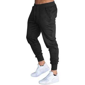 BUXKR Men's Slim Joggers Workout Pants for Gym Running and Bodybuilding Athletic Bottom Sweatpants with Deep Pockets