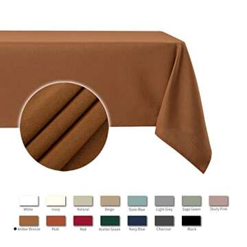 maxmill Harvest Square Tablecloth Stain Resistant Waterproof Wrinkle Resistant Linen Looking Soft Table Cloth for Fall Harvest Thanksgiving Decorative Fabric Table Cover, 52 x 52 Inch, Amber Bronze