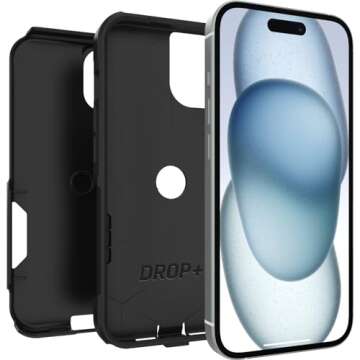 OtterBox iPhone 15, iPhone 14, and iPhone 13 Commuter Series Case - Black, Slim & Tough, Pocket-Friendly, with Port Protection