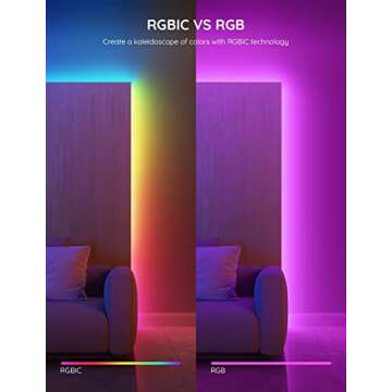 Govee RGBIC LED Strip Lights, 65.6ft Smart LED Lights for Bedroom, Bluetooth LED Strip Lights APP Control, DIY Multiple Colors on One Line, Color Changing LED Lights for Home Decor, 2 Rolls of 32.8ft