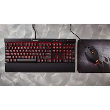 CORSAIR K70 LUX Mechanical Gaming Keyboard - Backlit Red LED - USB Passthrough & Media Controls - Tactile & Clicky - Cherry MX Blue