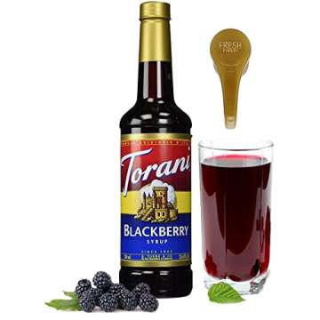 Blackberry Flavored Syrup 25.4 Ounces Blackberry Syrup Coffee Toppings with Fresh Finest Pump