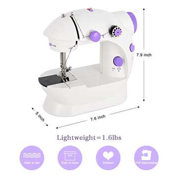 Mini Sewing Machine Portable Electric Household Handheld Sewing Machines with 25 Pcs Sewing Thread Coils Crafting Mending Machine for Beginners Kids Home Travel