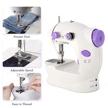 Mini Sewing Machine Portable Electric Household Handheld Sewing Machines with 25 Pcs Sewing Thread Coils Crafting Mending Machine for Beginners Kids Home Travel