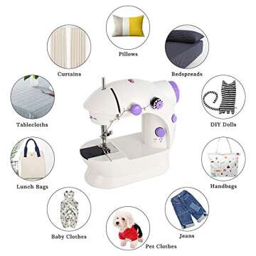 Mini Sewing Machine Portable Electric Household Handheld Sewing Machines with 25 Pcs Sewing Thread Coils Crafting Mending Machine for Beginners Kids Home Travel