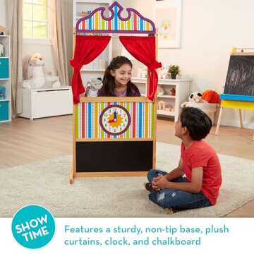 Melissa & Doug Deluxe Puppet Theater - Sturdy Wooden Construction - Puppet Show Theater For Kids