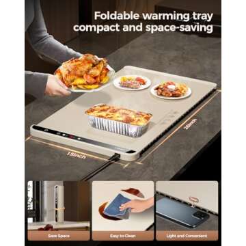 LNNIW Warming Mat for Food,Food Warming Mat,Electric Warming Tray for Buffets Party and Home Daily Use,Heating Fastly in 10s,Portable Design,Timed Function for Your Family.