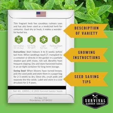 Survival Garden Seeds - 18 Medicinal Herb Seed Packets to Plant & Grow in The Home Vegetable Garden - Assortment of Herb Plant Seeds for Growing Herbal Teas & Tinctures - Non-GMO Heirloom Varieties