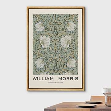 wall26 Framed Canvas Print Wall Art Pimpernel Flowers by William Morris Historic Cultural Illustrations Fine Art Traditional Scenic Colorful for Living Room, Bedroom, Office - 16x24 Natural