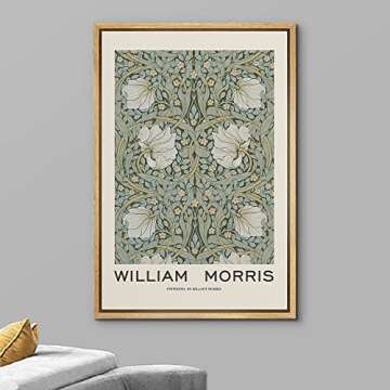 wall26 Framed Canvas Print Wall Art Pimpernel Flowers by William Morris Historic Cultural Illustrations Fine Art Traditional Scenic Colorful for Living Room, Bedroom, Office - 16x24 Natural