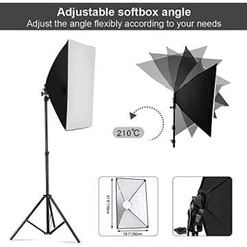 MOUNTDOG Softbox Lighting Kit, 2x19.7"x27.5" Photography Continuous Lighting System with 2pcs 85W 5700K E27 Socket LED Bulbs and Remote for Portrait Product Fashion Photography