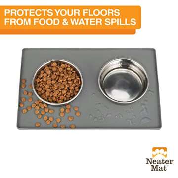 Neater Pet Brands Neater Mat Pet Mats for Food and Water, Dog Bowl Mat Waterproof Silicone, Pet Mat for Dog or Cat, Dog Food Mats for Floors Waterproof, Dog Water Mat & Dog Food Mat with Raised Edge