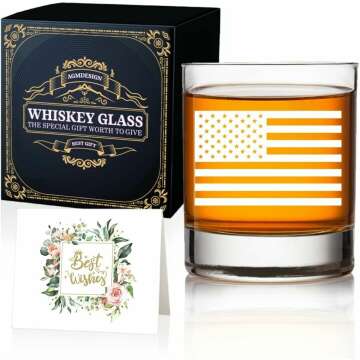 American Flag Whiskey Glasses Gift Box, Atriotism Glass Gift for Whiskey lover, Veterans, Dad, Old Glory, Veterans Day, Father’s Day, 4th of July, Retirement Gifts For Men and Women