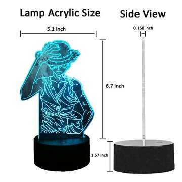 Bri-moryea Japan Anime Monkey D. Luffy 3D LED Illusion Night Light 7 Colors Desk Lamp Home Bedroom Decor Child Birthday Christmas Kids Toys(Monkey D. Luffy)