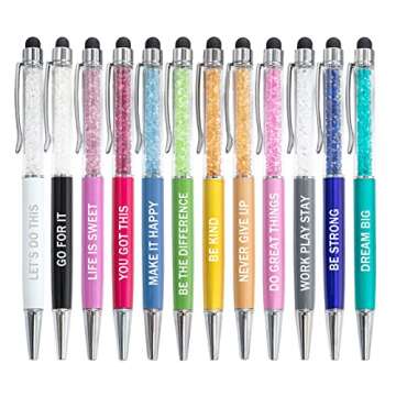 Motivational Crystal Stylus Pens - 12 Pack for Employees