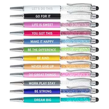 Motivational Crystal Stylus Pens - 12 Pack for Employees