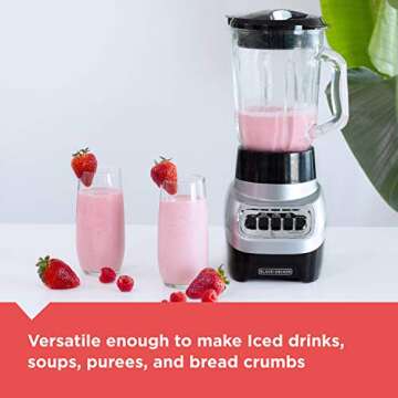 BLACK+DECKER PowerCrush Countertop Blender, BL1230SG, 6-Cup Glass Jar, 4 Speed Settings, Dishwasher Safe, 700W Motor