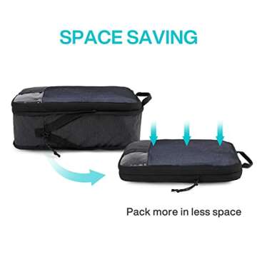 BAGSMART 2 Set Compression Packing Cubes for Travel, Lightweight Vacation Travel Essentials for Men, Travel Accessories for Suitcase Organizer Bags Set, Durable Luggage Organizer Travel Bags