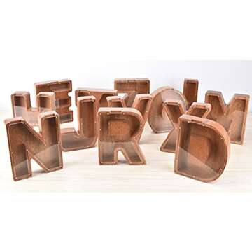 JFLL Personalized Wooden Letter Piggy Bank,(Laser Engraved Name) 1.8 inch Thick Custom Wood Alphabet Letter Coin Bank Money Box Initials Bank Birthday Gift Room Decoration (N)