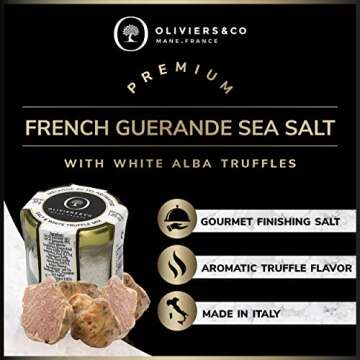 White Truffle Sea Salt by Oliviers & Co | French Guerande Sea Salt with White Alba Truffles | Gourmet Seasoned Flaky Salt | Premium Food Gift | 1.05 Oz.