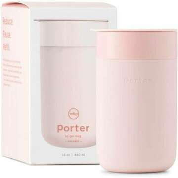 W&P Porter Blush Ceramic Mug 16oz – Reusable & Portable