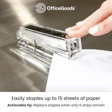 OfficeGoods Acrylic Stapler - Aesthetic Staplers for Desk, Home or Office - Unique and Stylish Design - Take Standard 1.4 inch of Staples - Silver