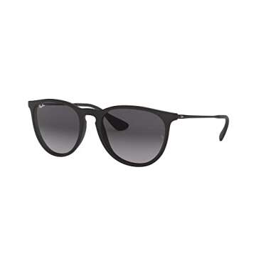 Ray-Ban RB4171 Erika Round Sunglasses, Rubber Black/Light Grey Gradient Dark Grey, 54 mm