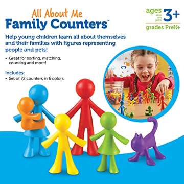 Learning Resources All About Me Family Counters, Set of 72, Ages 3+, SEL, Sensory Skills,Color Recognition