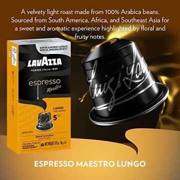 Lavazza Espresso Lungo Light Roast Capsules - 60 Count Flavorful Coffee