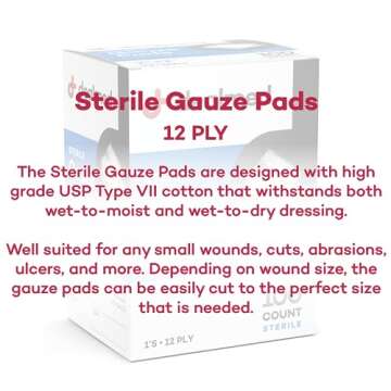 Dealmed Sterile Gauze Pads – 100 Count, 2’’ x 2’’ Disposable and Individually Wrapped Gauze Pads, Wound Care Product for First Aid Kit and Medical Facilities