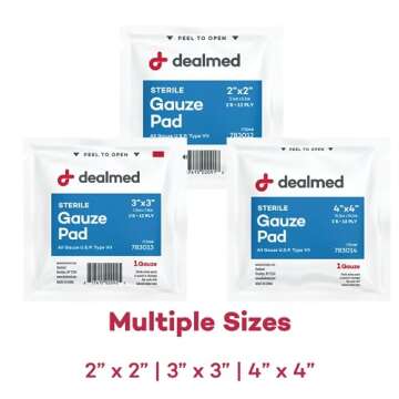 Dealmed Sterile Gauze Pads – 100 Count, 2’’ x 2’’ Disposable and Individually Wrapped Gauze Pads, Wound Care Product for First Aid Kit and Medical Facilities