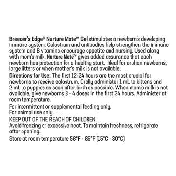 Revival Animal Health Breeder's Edge Nurture Mate - Colostrum Supplement for Puppies & Kittens, Dogs, Cats - 30 ml Paste