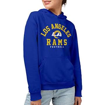 Junk Food Clothing x NFL - Los Angeles Rams - Classic Team Logo - Unisex Adult Pullover Fleece Hoodie for Men and Women - Size Large