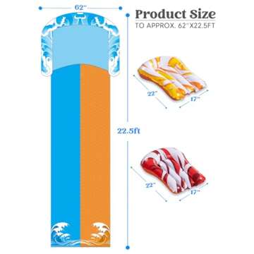 JOYIN 22.5ft Water Slides and 2 Bodyboards, Lawn Water Slide Summer Slip Waterslides Water Toy with Build in Sprinkler for Backyard Outdoor Water Fun for Kids