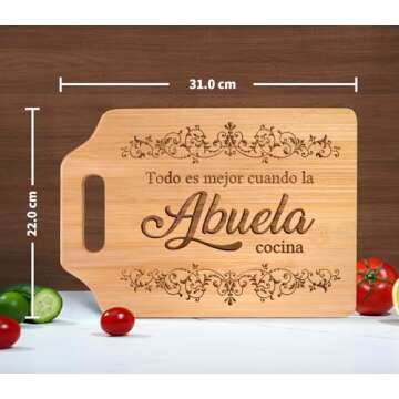 AceThrills Abuela Gifts - Bamboo Cutting Board Engraved 12.3"L x 8.7"W