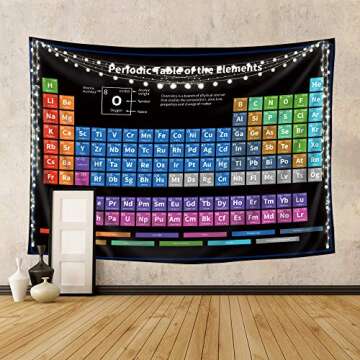 Riyidecor Periodic Table Tapestry 80WX60L Inch Chemistry Elements Educational Scientific Teachers School Student Cool Aesthetic Practical Family Cute Symbols Wall Hanging Living Room Bedroom Decor