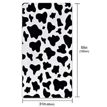 Microfiber Cow Print Beach Towels, Black White Cow Spots Beach Towel Oversized, Quick Dry Animal Cow Bath Towel Large, Absorbent Bathroom Towel for Men, Women, Travel, Swim, 31.5 x 59.1 Inch