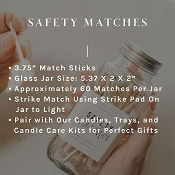 Sweet Water Decor 4" Bright Pink Safety Matches - Glass Jar | Approx. 60 Matches | Matchsticks | Home Decor | Candle Accessory | Long Matches | Apothecary Jars | Housewarming Gift | Birthday Gift