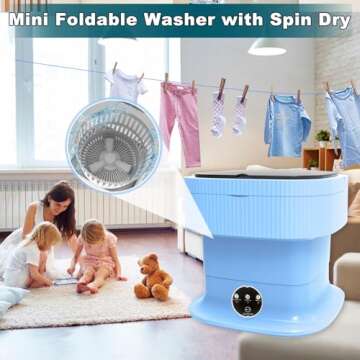 Mini Portable Washing Machine, 13L Small Foldable Washer for Deep Cleaning, 2 in 1 Compact Laundry Lavadora Portatil with Spin Dry, Underwear, Baby Clothes, Socks, Apartments, Dorm, Travel(Blue)