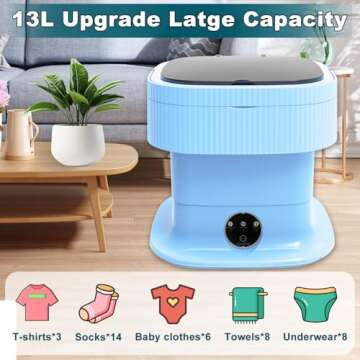 Mini Portable Washing Machine, 13L Small Foldable Washer for Deep Cleaning, 2 in 1 Compact Laundry Lavadora Portatil with Spin Dry, Underwear, Baby Clothes, Socks, Apartments, Dorm, Travel(Blue)