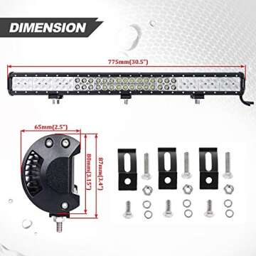 Auxbeam 30 inch LED Light Bar 198W Light Bar Combo with 66pcs 3W Led Chips Driving Light for Off-Road Truck 4x4 Military Mining Boating Farming and Heavy Equipment