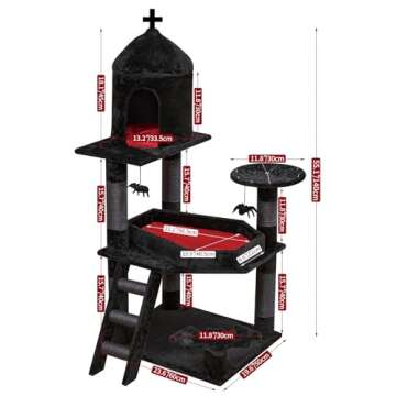 Gothic Cat Tree with Coffin Bed - Stylish & Fun