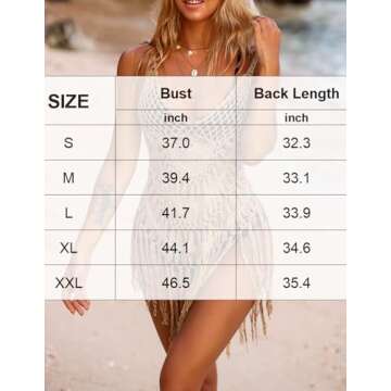 Ekouaer Beach Swimsuit Cover Up Women Crochet Bikini Coverups Summer Pool Swimwear Tassel Dress Black