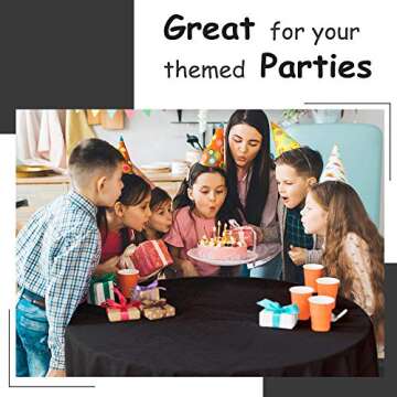 14 Pack Black 54 x 108 in. Rectangle Disposable Plastic Tablecloths - Smooth Decorative Covers for Parties, Weddings