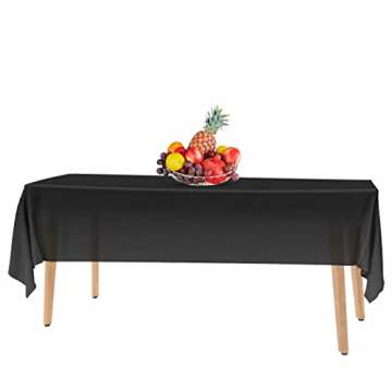 14 Pack Black 54 x 108 in. Rectangle Disposable Plastic Tablecloths - Smooth Decorative Covers for Parties, Weddings