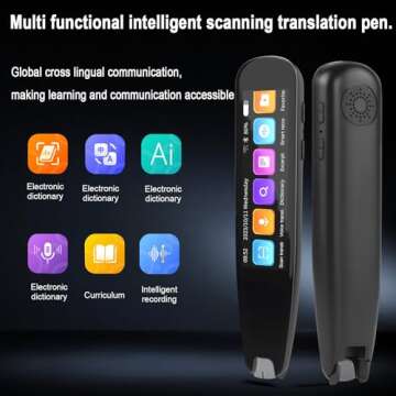 Gexmil Upgraded Translation Scanning Pen Record Black Scan Reader Pen Dictionary Pen Scanning Smart Scanner Translator Device for Language Learners Read Business Travel 125 Language… (Black)