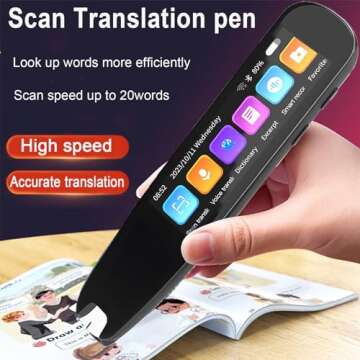 Gexmil Upgraded Translation Scanning Pen Record Black Scan Reader Pen Dictionary Pen Scanning Smart Scanner Translator Device for Language Learners Read Business Travel 125 Language… (Black)